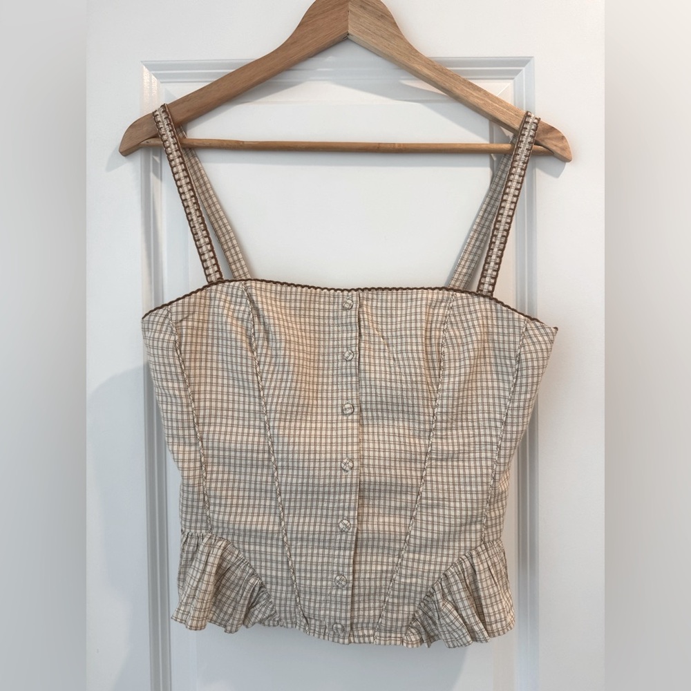 Zara Ruffled Plaid Top - Picture 2 of 6
